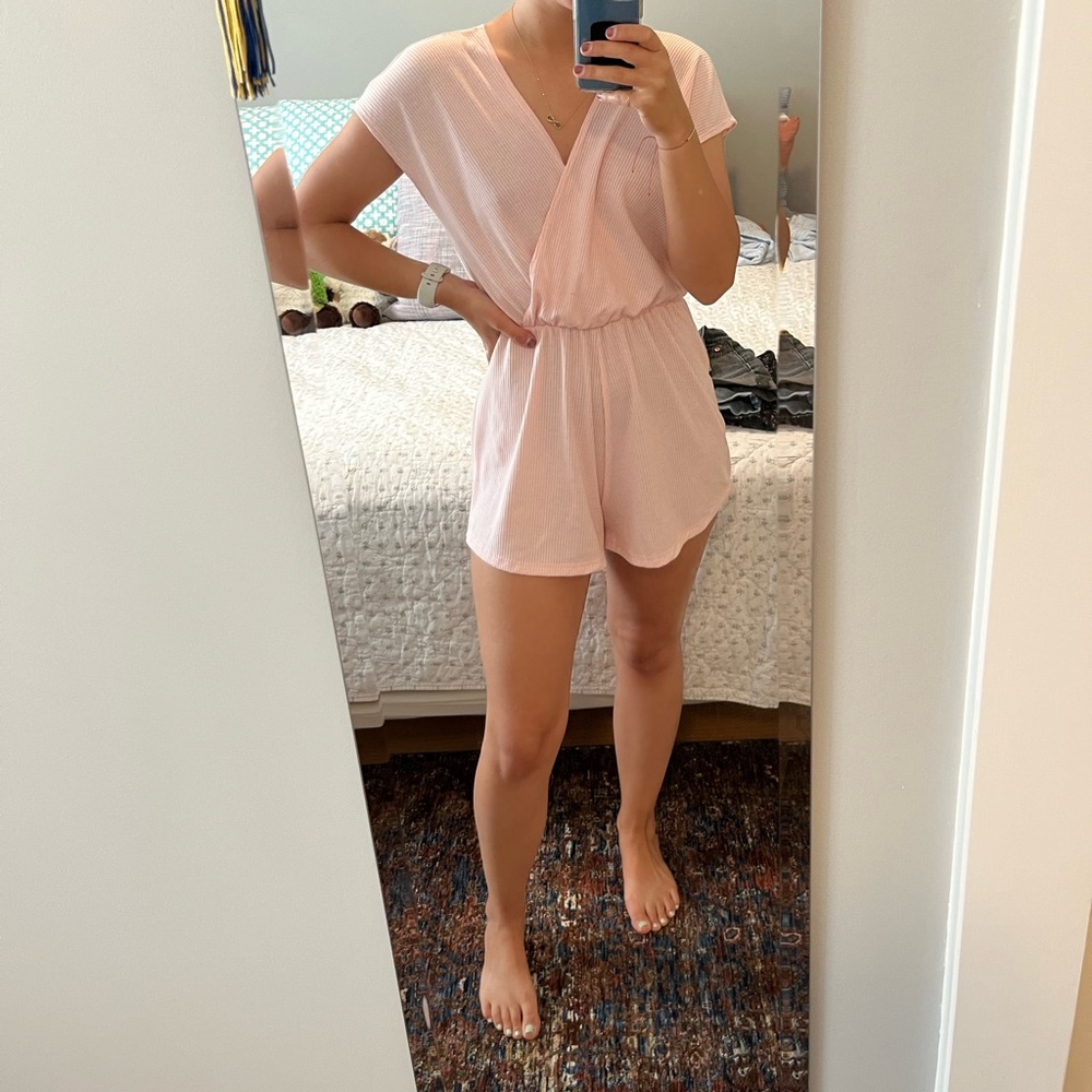 ribbed pink romper